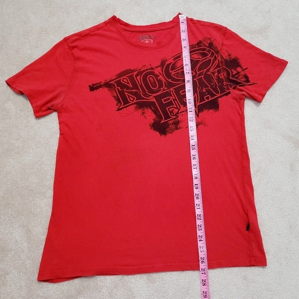 Vintage 90's NO FEAR Red T-shirt 100% Cotton Men's Size M *couple Small Holes* - Picture 8 of 11